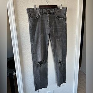 &denim black ripped jeans relaxed skinny cropped 32
